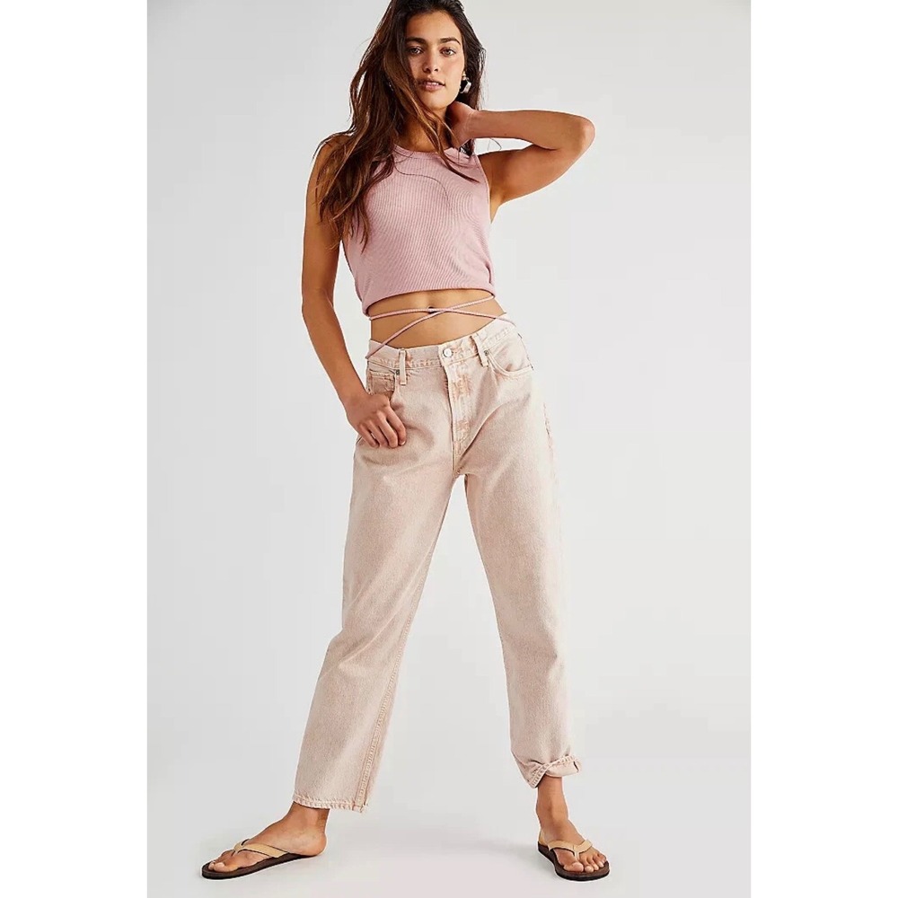 Citizens of Humanity Marlee Relaxed Straight Leg Jeans Peach Pink 27 High Rise